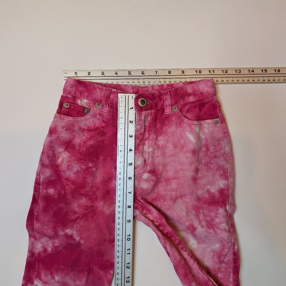 Vintage Northern Getaway Girls 7 Hot Pink Tie Dye Cropped Denim  Pants - Picture 3 of 7